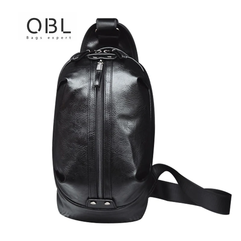 QiBoLu 2018 Genuine Leather Mens Sling Bag Single Shoulder Bag Men Chest Pack Messenger ...