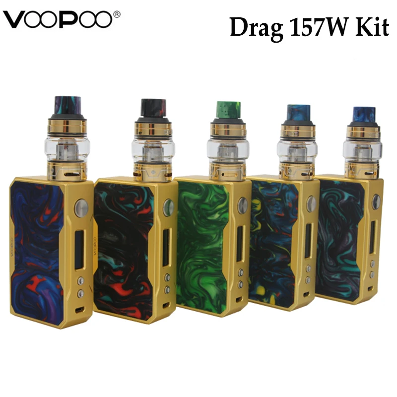 Оригинальный VOOPOO DRAG 157 Вт TC комплект с 5 мл UFORCE Танк Смола Золотая рамка Drag Box MOD Vape E