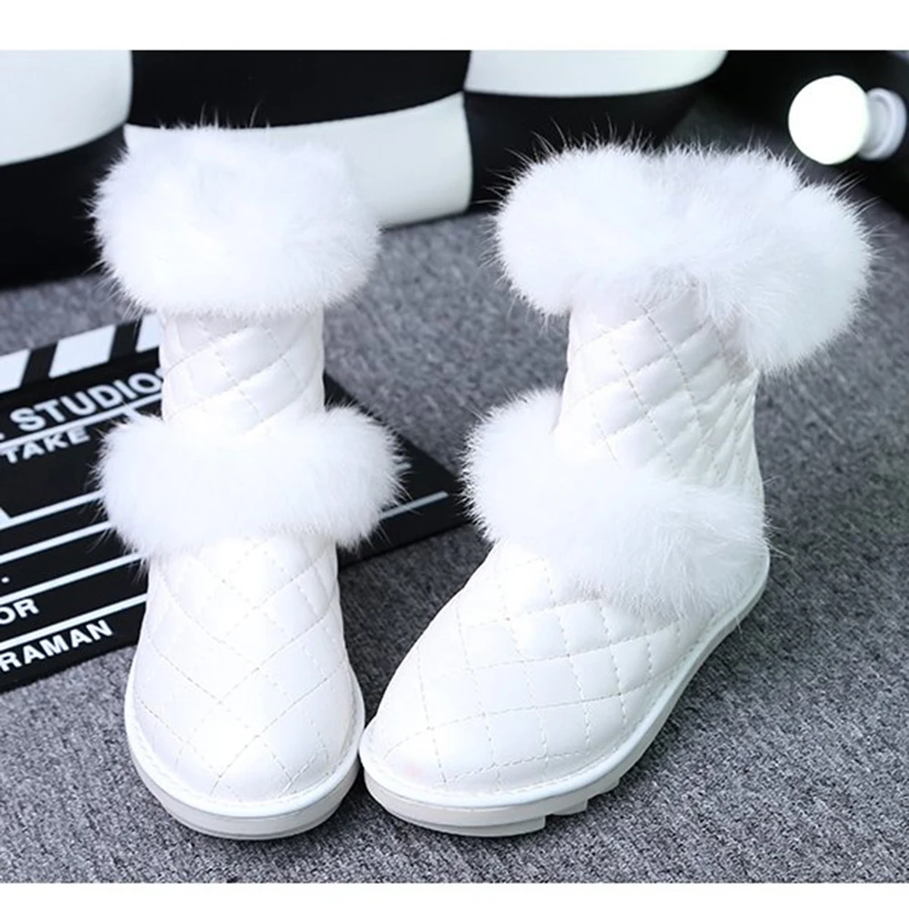 Negro Moda De 2018 Mujeres Fuzzy Invierno Mujer Nieve white Blanco Black Cuero Botas Zapatos Felpa Calientes Caliente Faux Zwffq75