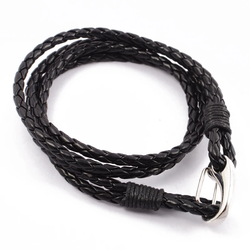 

Hot Sale Fashion Women Men Double Vintage Braid PU Multilayer Black Brown Leather Ropes Weave Wrap Bracelets Jewelry For A Gift