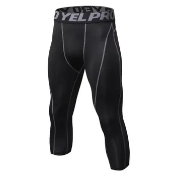 

Compression 3/4 Pants for Men Fitness Leggings Skinny Quick-dry Male High Elastic Professional Short Trousers Capris 2018