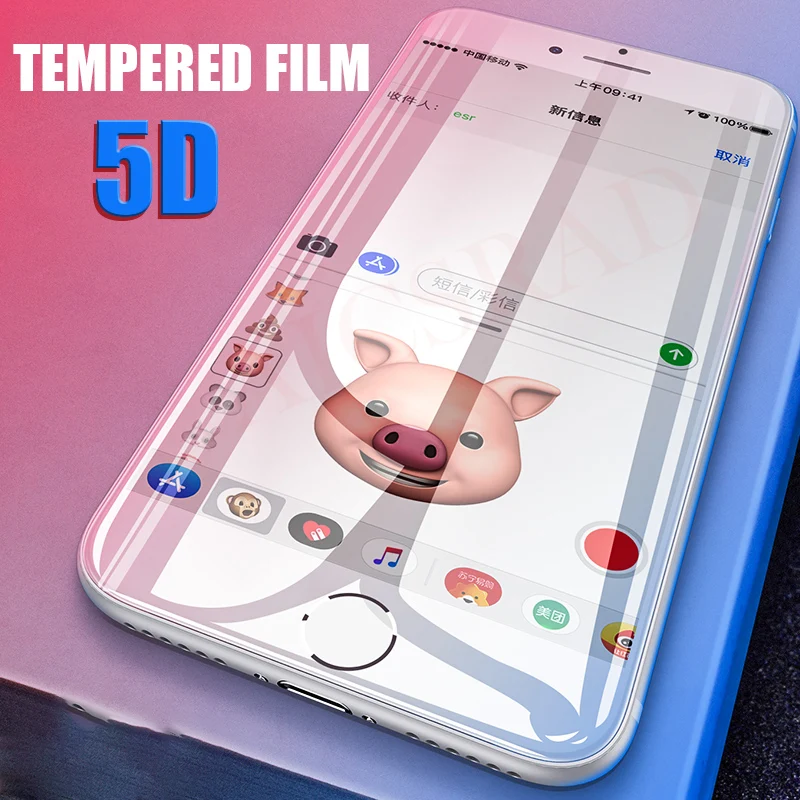 

5D Full Cover Edge Tempered Glass For iPhone 7 8 6 Plus Screen Protector On The For iPhone 7 6 6s Plus X Film Protection Glass
