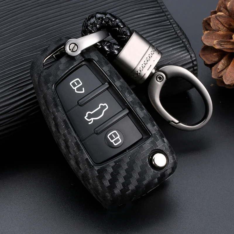 Car Key Case Cover Carbon Fiber For Audi A3 A4 A4L B5 B6 B7 B8 B9 A5 A6 A6L C5 C6 Q3 Q5 Q7 S5 S7 RS3 TT Car key Shell Protecor