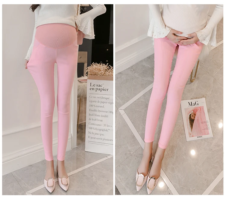 1662# Strech Cotton Skinny Maternity Legging Autumn Fashion Slim Pants Clothes for Pregnant Women Belly Pregnancy Clothing