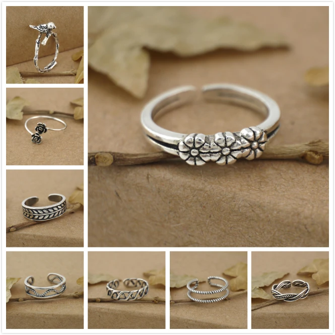 

925 Sterling Silver Bali Oxidized Dainty Band Above Knuckle Midi Toe Ring T7