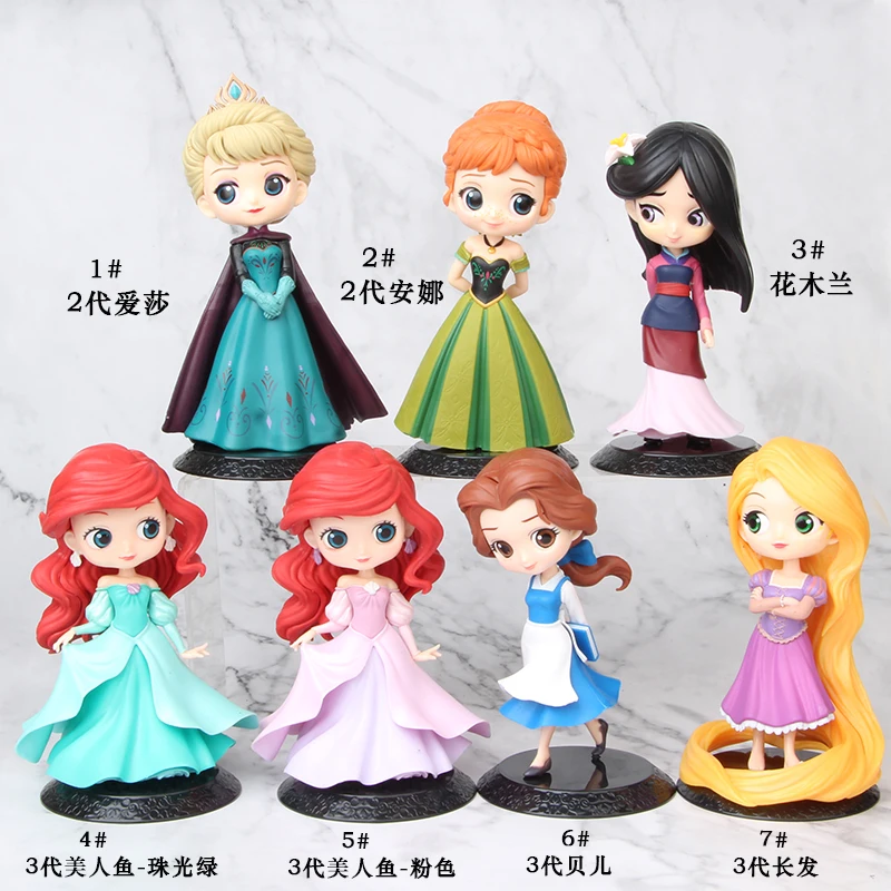 

Q Posket Little Mermaid Ariel Princess Dress elsa anna belle Mulan toy figure