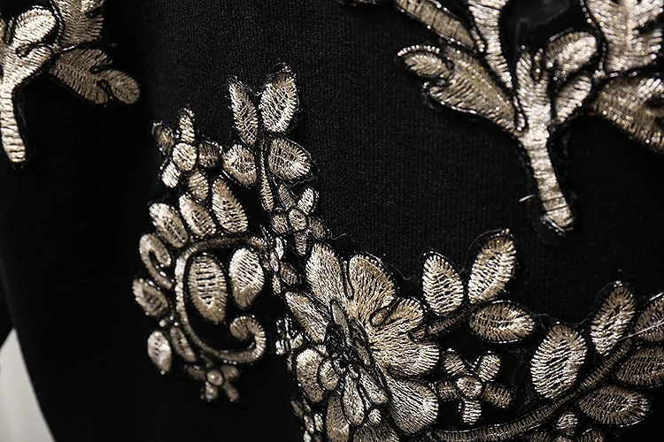 De D'hiver 2018 Fleurs Pantalon En Long À Brodé Longues Manches Femmes Nouveau Femelle Noir Pièces Tricoté Et Deux Automne Ensemble Tricots CIwgntFqw