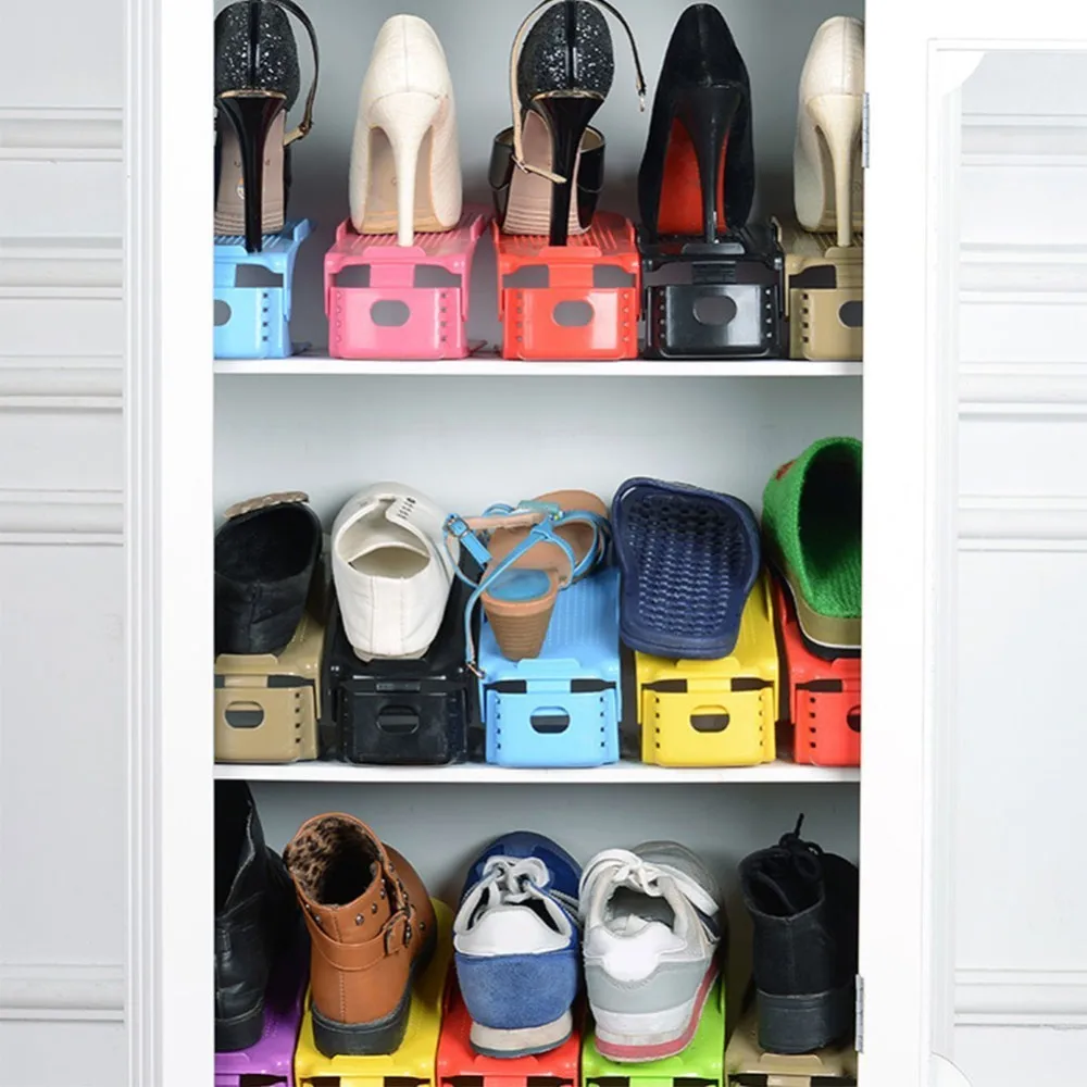 10 шт., многофункциональные пластиковые стеллажи для обуви, органайзер для хранения, домашний двухслойный стеллаж, держатель для мужчин или женщин, органайзер для обуви, регулируемый