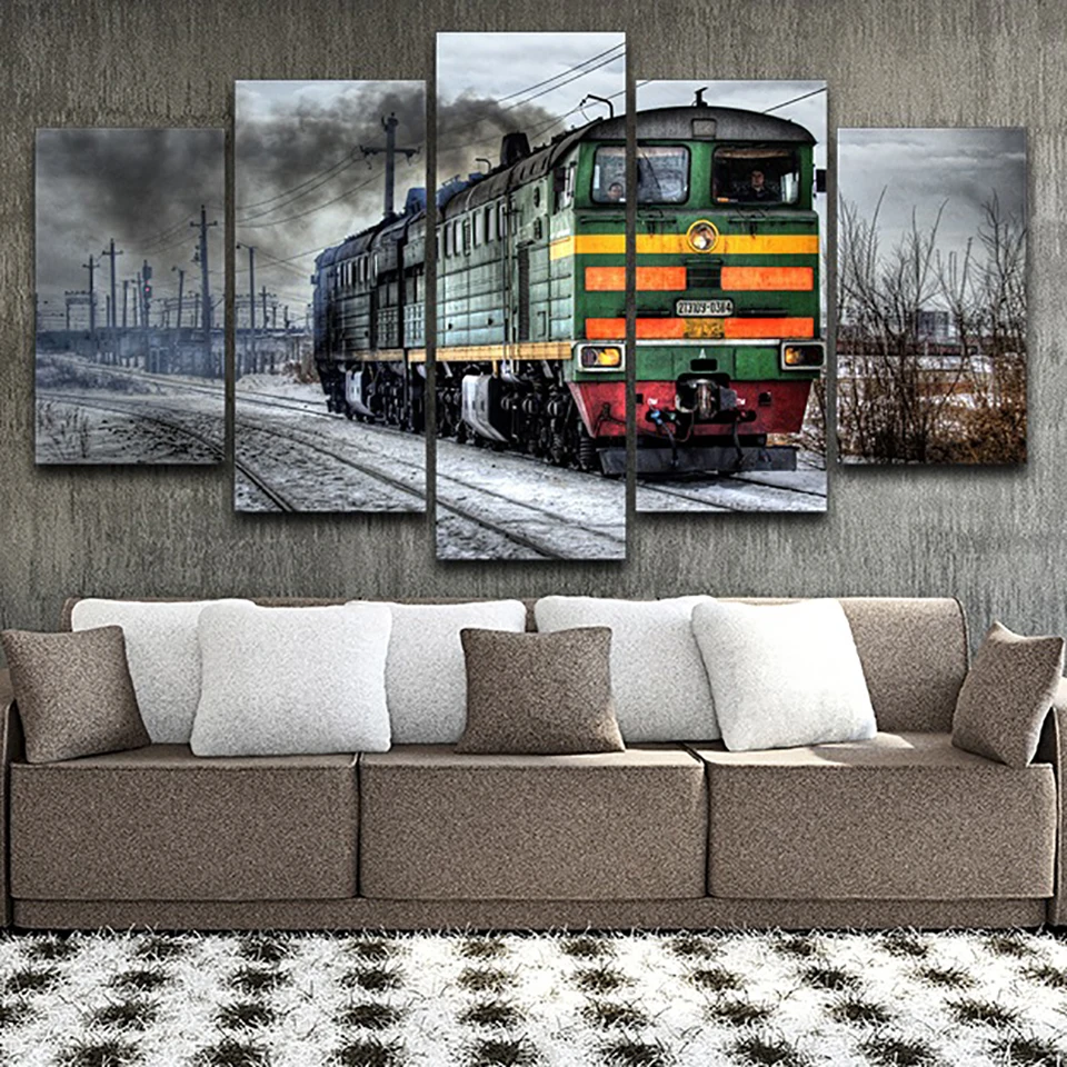 

Decoration Posters Frame Living Room HD Printed 5 Panel Train Landscape Modular Picture Wall Art Home Modern Painting On Canvas