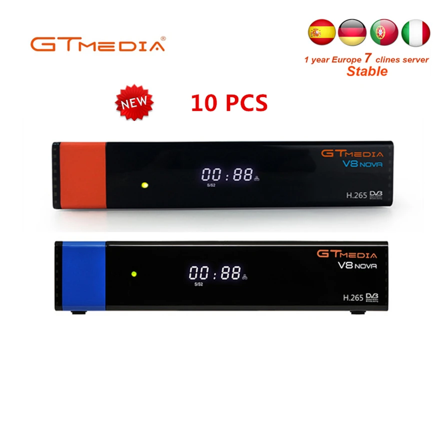 

10Pcs/GTMEDIA V8 NOVA Satellite TV Receiver DVB-S2 Wifi Support PowerVu Biss Key Cccamd Newcamd Youtube Youporn Set Top Box