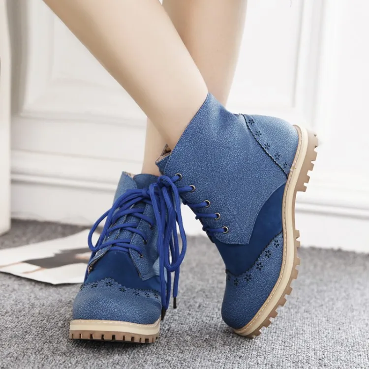 

2017 Botas Mujer Big Size 34-52 Fashion Ankle Boots Vintage Brand Low Heels Spring Shoes Autumn Winter For Women Snow Shoe 130