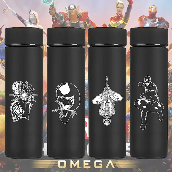 

OUSSIRRO Super Hero Avengers Justice League Infinity Mugs With Cover Pure Color Thermos Mugs Cup Kitchen Tool Gift