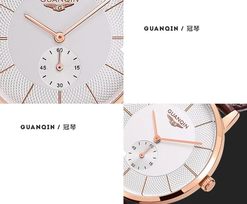 Большой циферблат GUANQIN смотреть мужчины люксовый бренд кварцевые часы модные деловые повседневные наручные часы кожаный мужской часы