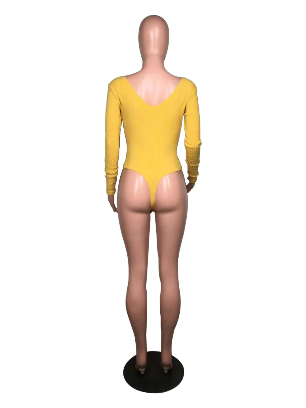 Женский сексуальный v-образный вырез короткий комбинезон с длинным рукавом трикотажные стринги боди Клубные пляжные костюмы