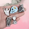 Your Life Hourglass Enamel Pin Ghost Skeleton Fish Tank Skull Badge Brooch Bag Denim Shirt Lapel Pin Gothic Cat Jewelry Gift ► Photo 3/6