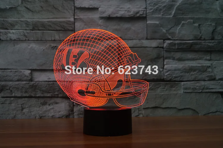 

Cincinnati Bengals American Football cap helmet 3D LED Color Changing Decor night light by Touch induction control and AAA