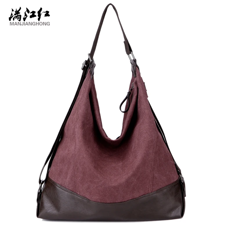 

Manjianghong Khaki Coffee Purple Women Canvas Bag Summer Fashion Casual Popular Canvas Handbag Woman's Shoulder Bag 1349