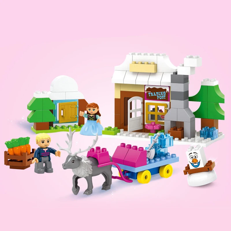 

95pcs Bricks Large particle Building Blocks Model Ice Princess Dream Castle Compatible Legoe Duplo toys for children girl gifts