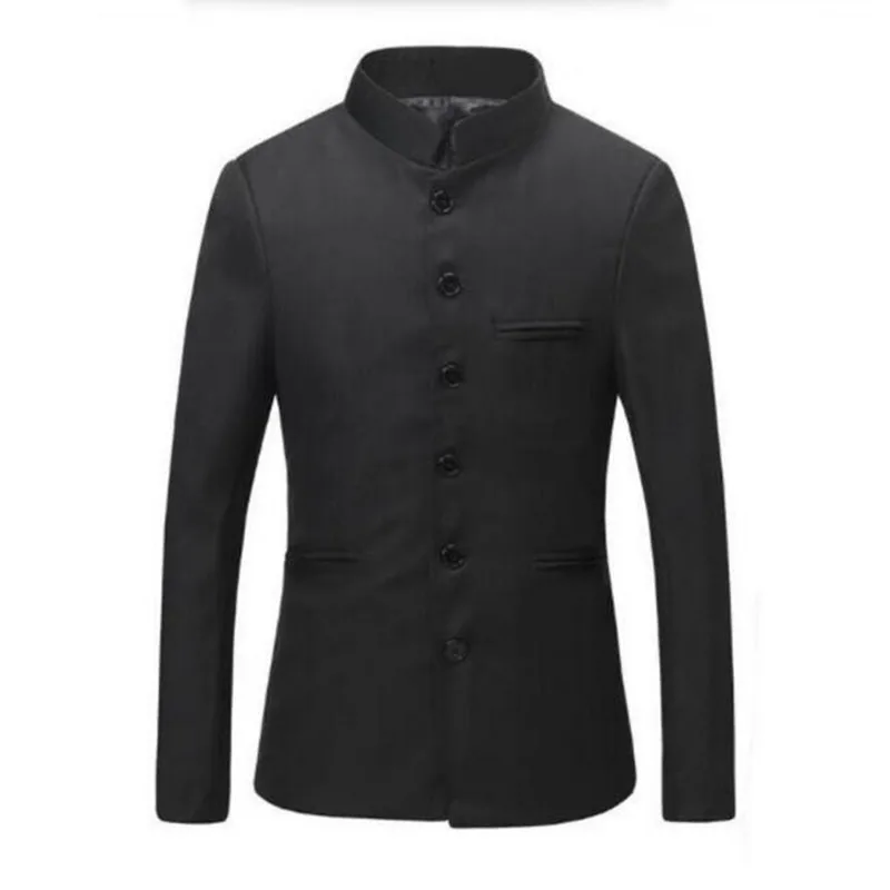 Китайский воротник костюм куртка для мужчин новый Мандарин Slim Fit блейзеры