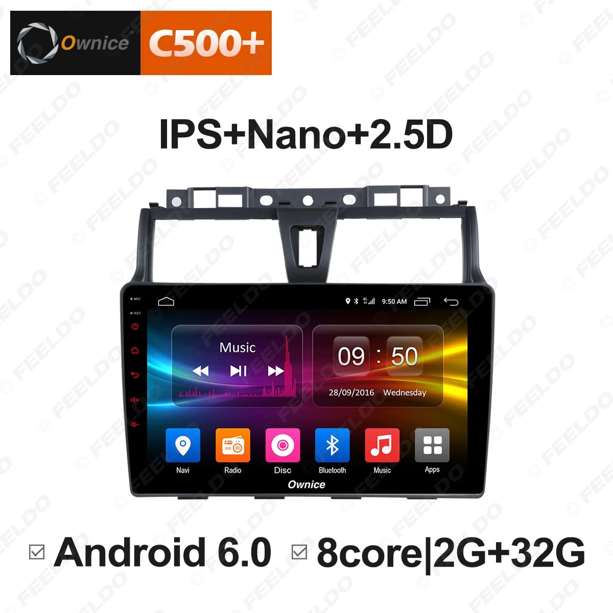 Clearance FEELDO 9 " Android 6.0 4-Core/DDR3 1G/16G/Support 4G Dongle Car Media Player With GPS/FM/AM RDS Radio For Geely EC7 2014 - 2016 2