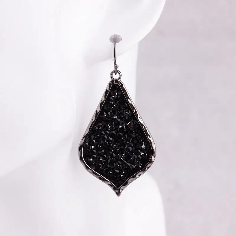 ZWPON Цинкового Сплава Проложить смесь кристалл смолы черные серьги для женщин Мода каплевидные серьги ювелирные изделия