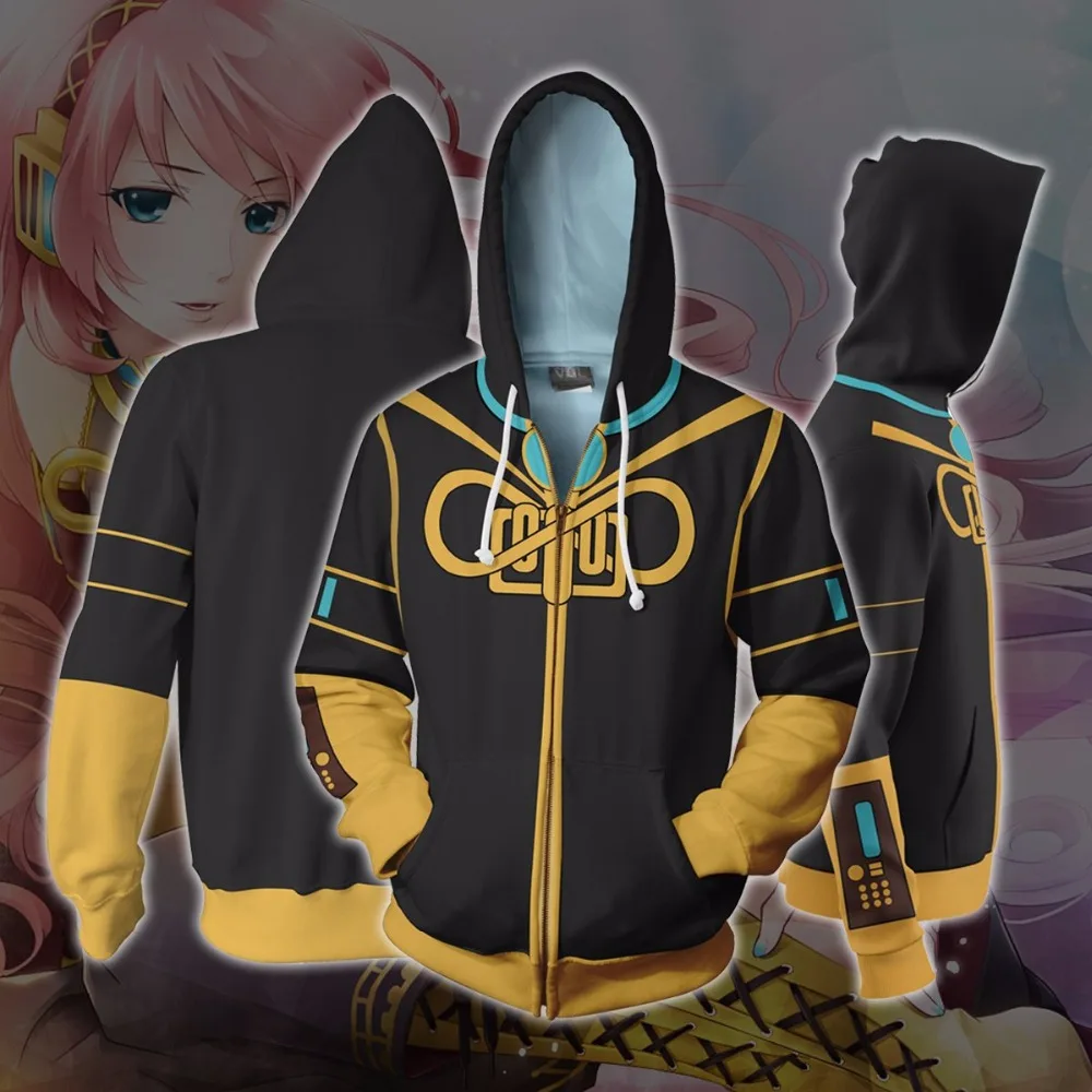 

High Quality Large Size S-5XL VOCALOID Sweatshirt 3D Hoodies Cosplay Man Woman Megurine Luka Zipper Hoodies Thin Sweatshirts
