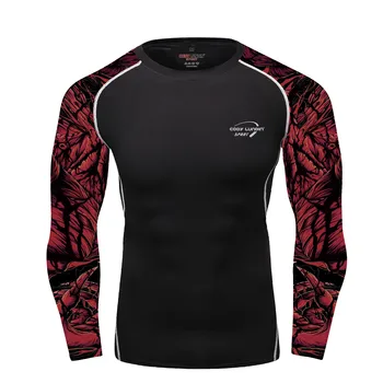 

2019 Fitness MMA Running Shirt Men Rashguard Men's Long Sleeve T-Shirt Bodybuilding Men's Compressed 3D T-Shirt Top