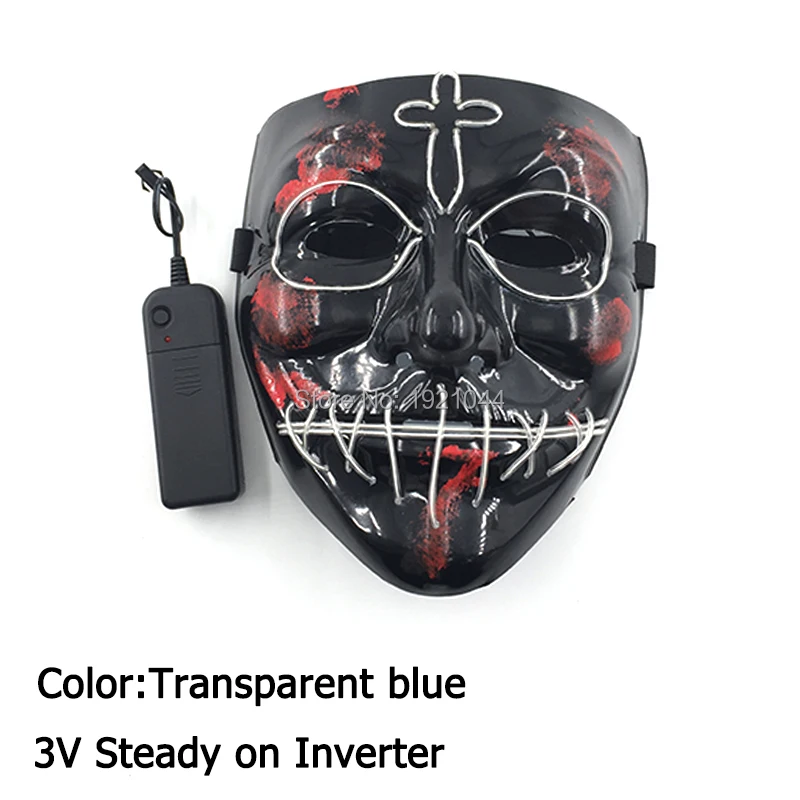 Новинка, модель высокого качества Хэллоуин пугающая маска светящийся светодиодный вечерние маска с 3V контроллер для переключения режимов мигания черный Вендетта маска