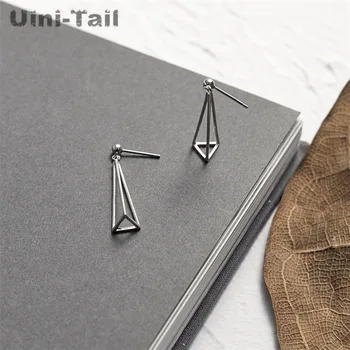 

Uini-Tail hot new 925 sterling silver geometric three-dimensional triangle earrings fashion trend exquisite small earrings ED042