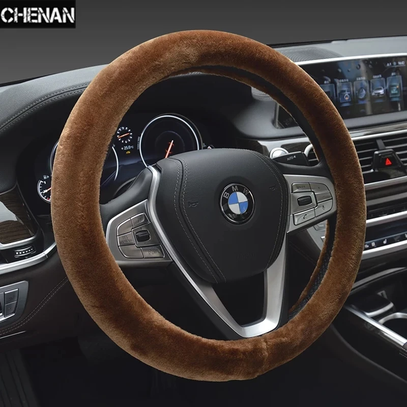 

Authentic Sheepskin Car Stretch-on Steering Wheel Cover/Soft Australian Wool Vehicle braid on the steering-Wheel Protector