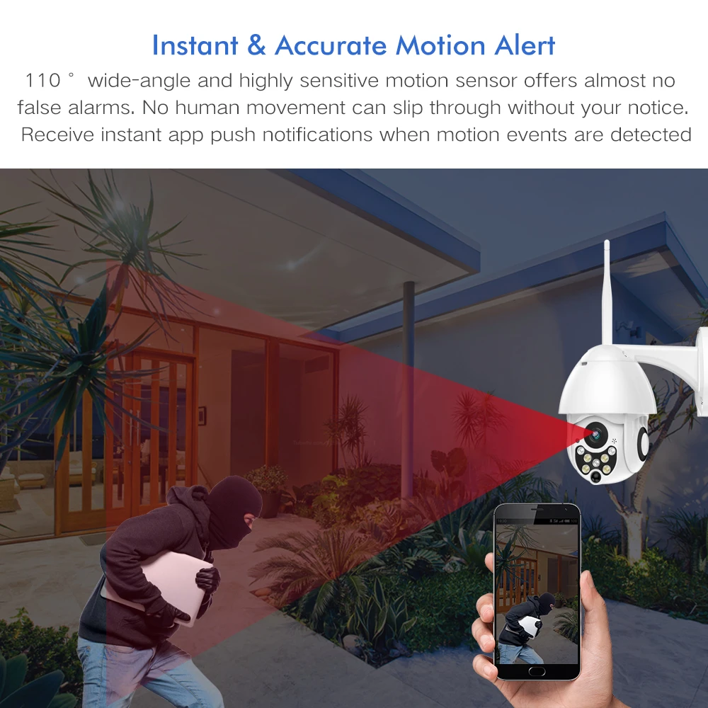 SDETER 1080P PTZ WIFI Camera Outdoor Speed Dome Wireless Security IP Camera Exterior Pan Tilt 4X Zo