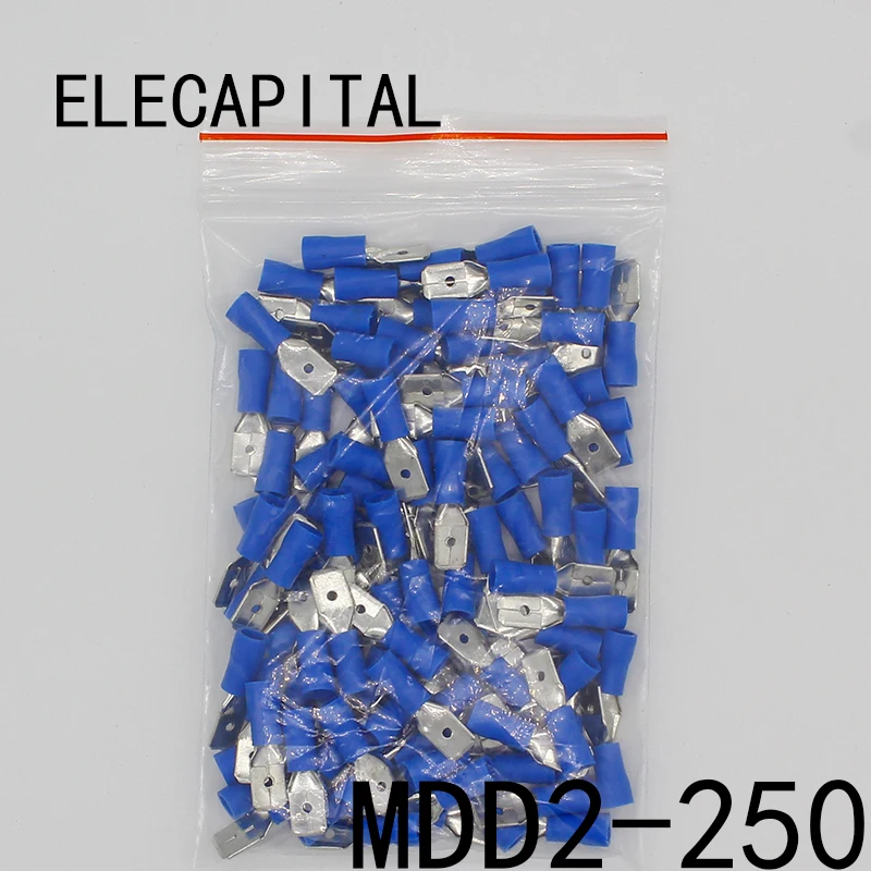 

MDD2-250 MDD2.5-250 male Insulated Spade Quick Connector Terminals Crimp Terminal AWG 100PCS/Pack MDD