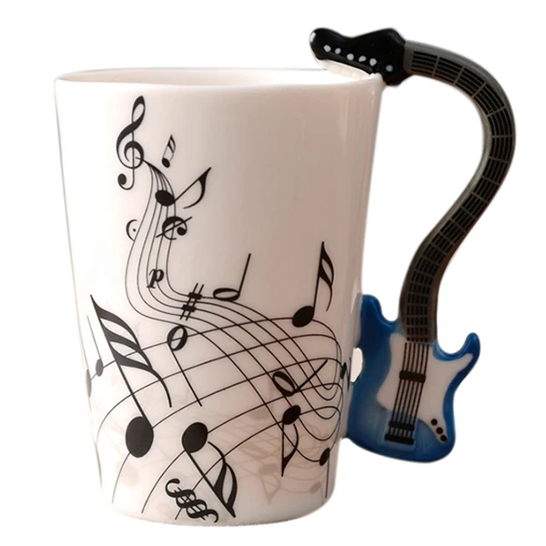 300ML Guitar Cup Music Note Ceramic Acoustic Coffee Milk Tea Gift