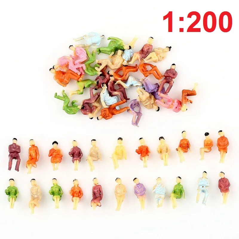 100x Painted Seated People Model Train Figures Assorted Pose Scenery Scale 1:200 