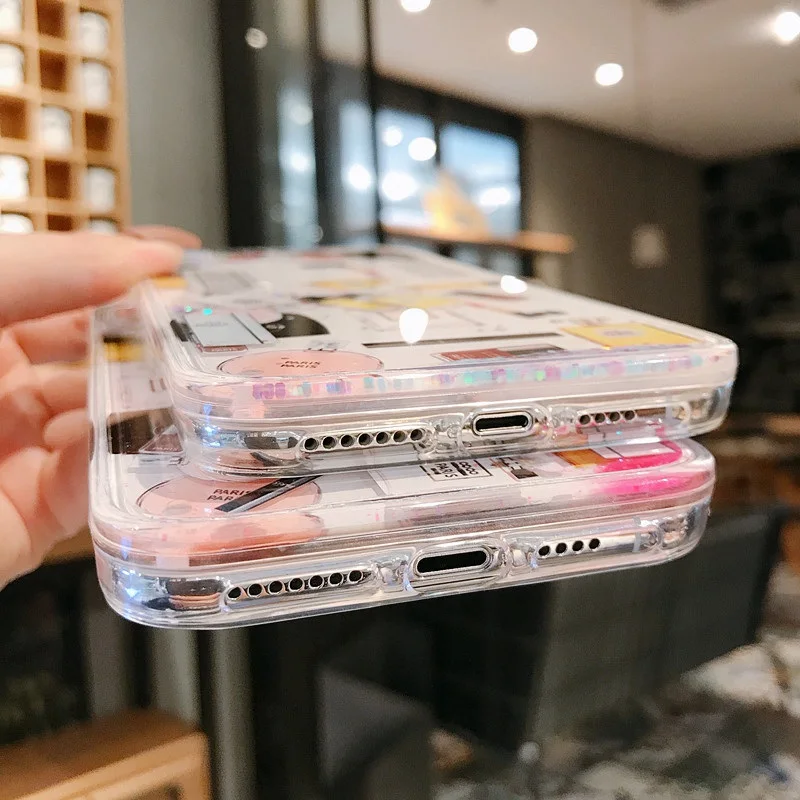 Чехол Quicksand Capinha для iPhone 7 8 6s Plus Косметика макияжа динамическая жидкая жесткая