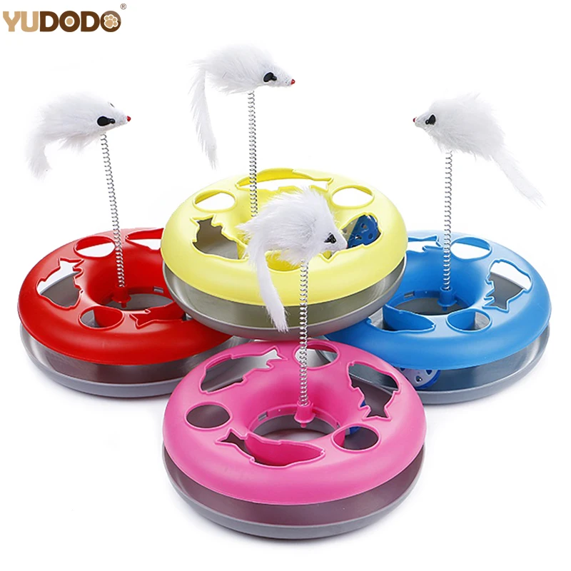 

New Multiple Color Cat Toys Spring Mice Crazy Amusement Disk Multifunctional Disk Play Activity Pet Funny Toys