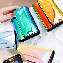 Держатель для карт карты Кошелек для ключей от Для женщин, меняющие цвет блестки для ногтей с протекторами для банковских карт Кожаный чехол карман дизайнерские женские кошельки