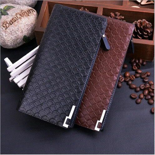 

Men's Wallets and Purses Genuine Leather Man Long Wallet for Men Diamond Lattice Purse with Card Holder Cartera Hombre Billetera