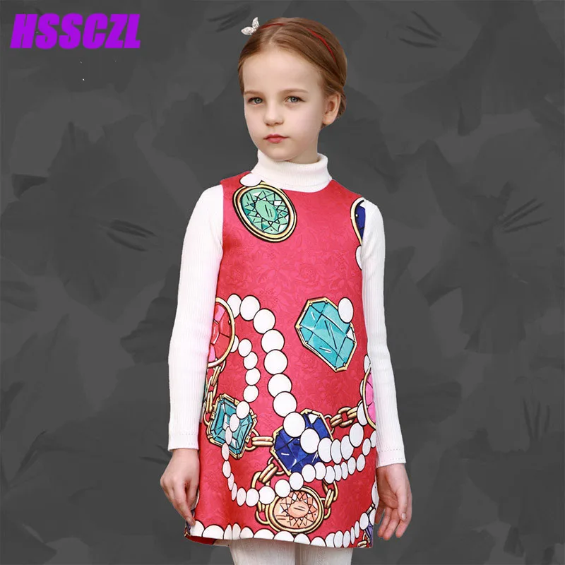 ФОТО HSSCZL 2017 new girl dress sleeveless print  style flower pattern girls dresses kids children clothes freeshipping