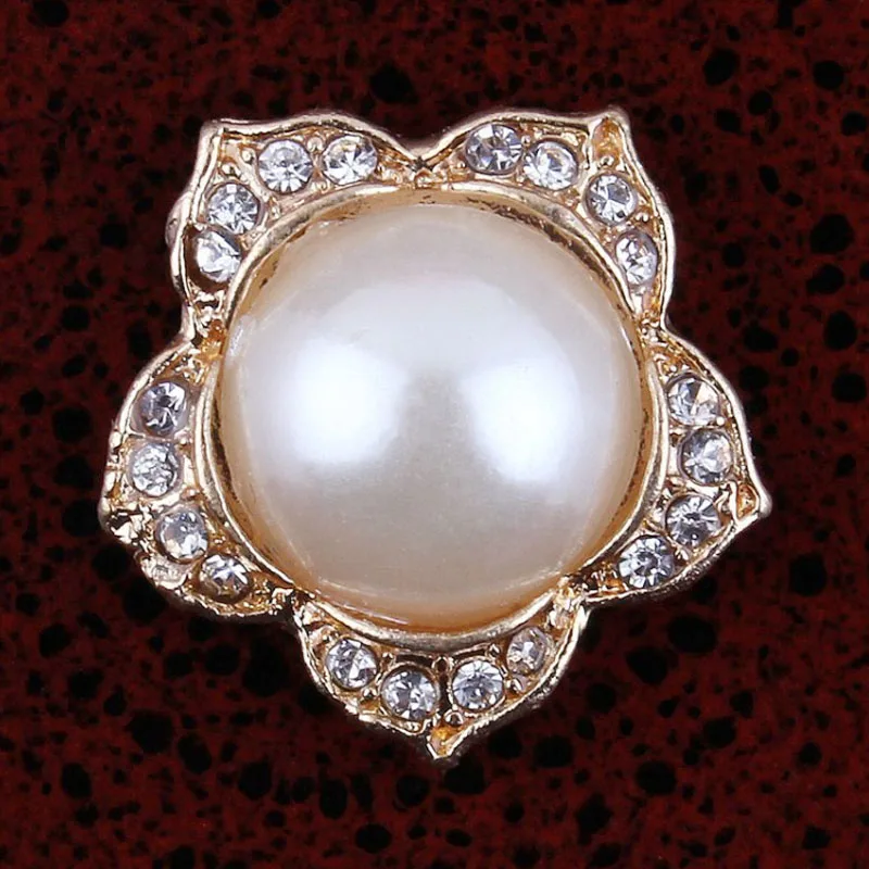 

30pcs/Lot 17MM Large Fuax Pearl Rhinestone Buttons Vintage Metal Flatback Buttons Wedding Dress DIY Buttons Embellishment