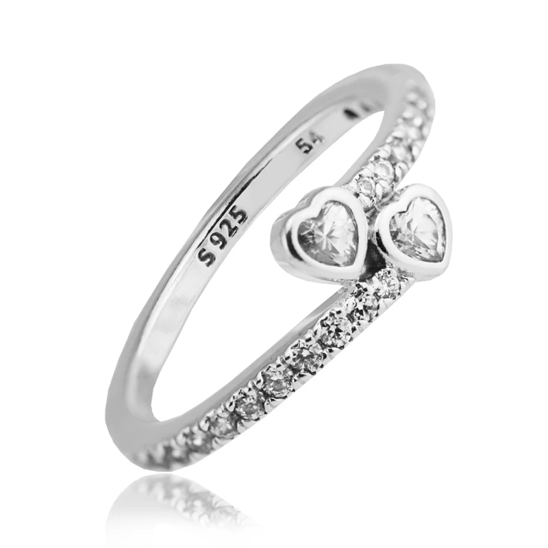 

Ring Forever Hearts Silver Rings with clear CZ for women Anel masculino silver 925 jewelry sterling silver wedding Ring