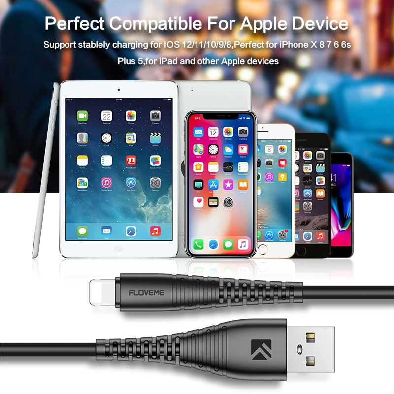 Novedoso pack de Hi-resistencia a la tracción para Cable USB para Apple iPhone Xs XR 8X8 7 6 6 s Plus 5S SE cable de datos de carga para Lightning a USB cargador de Cable para iphone xs max X cable cargador movil usb