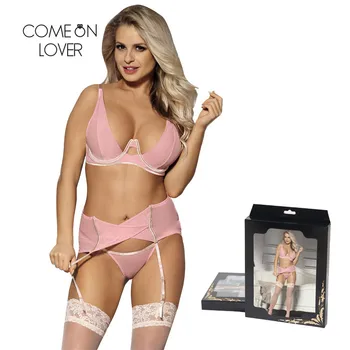 

Comeonlover Bra+Garterbelt+Panty Sets High Waist Women Sexy Bras And Panties Set Wire Free Women Underwear Set Sexy RT80465