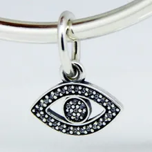 Подходит для Pandora шармы браслеты глаз бусины с прозрачным CZ стерлингового серебра 925 ювелирные изделия
