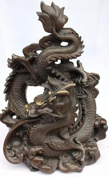 

bi003166 Details about 15" Chinese Bronze Gilt Zodiac Year Animal Twist Dragon Ball Statue Sculpture