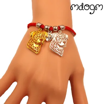 

Rottweiler Dog Animal Charm Bracelet For Women Men Couple Love Rope Male Female Pearl Red Heart Black Girls Cute Fashion