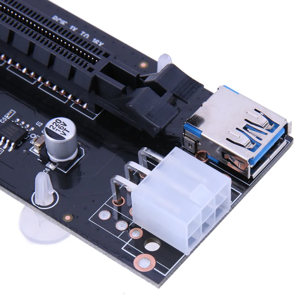 USB 3.0 PCI-E Express 1X 4x 8x 16x Extender Riser Card with SATA 6 pin USB3.0 cable For graphics video card mining BTC miner