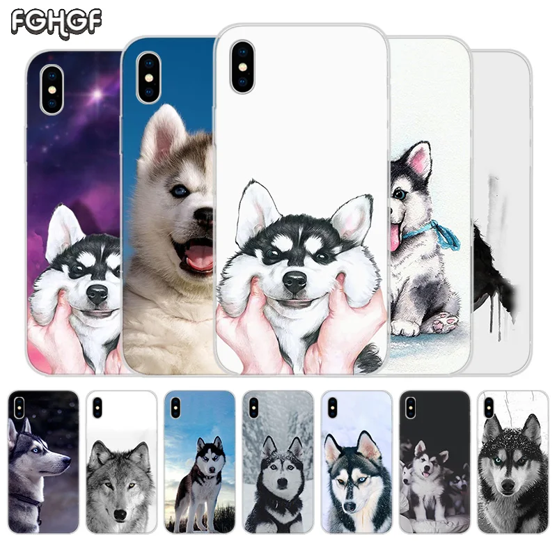 Милый силиконовый чехол с изображением Хаски для Apple iPhone 6 6S 7 8 Plus X 10 XS MAX XR 5 5S SE |