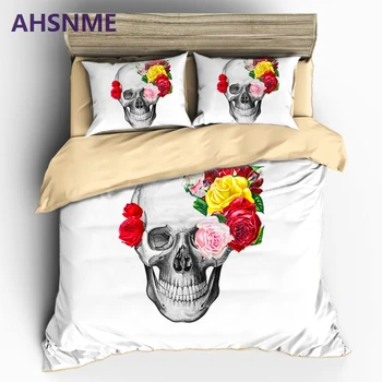 

AHSNME Solid Color Home Textile Skeleton Horror Gentle Style Sanding 3pcs Bedding Set Duvet Cover Beddingset Sheet Pillowcase