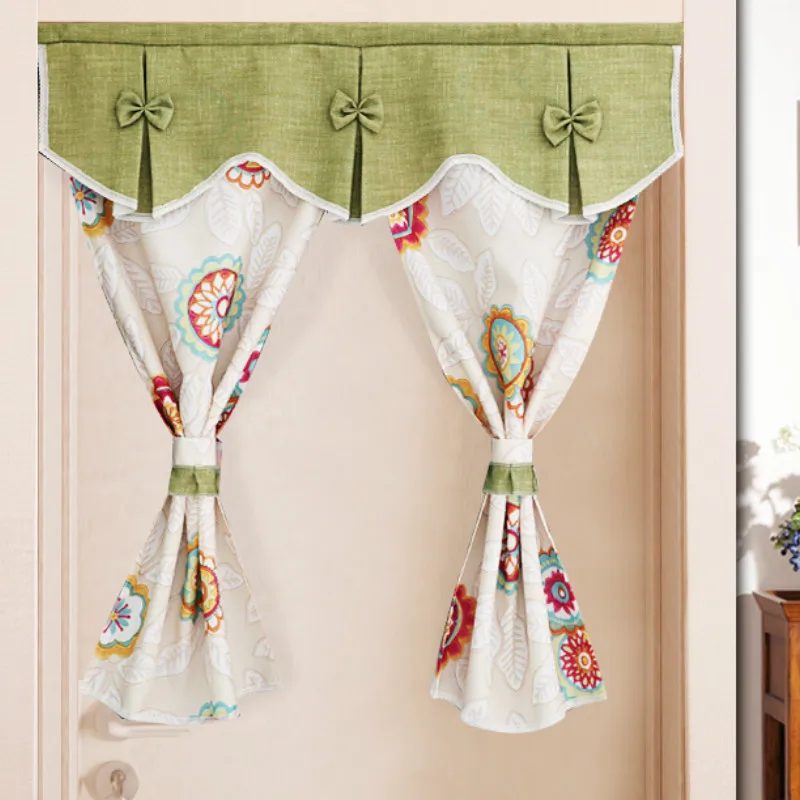 

RZCortinas Short Curtains Flower Birds Printed Door Curtain with Window Valance Half Curtain for Coffee Kitchen Bathroom Drapes